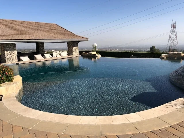 Infinity pool overlooking a valley