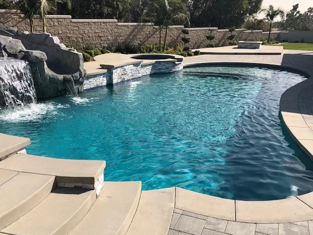 Custom pool build with waterfall